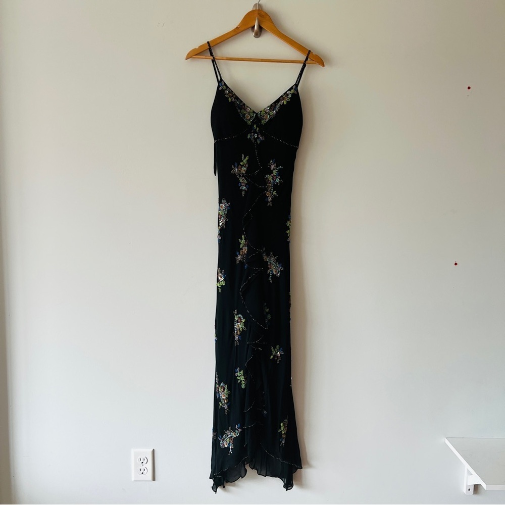 Cache 1900's Vintage Ruffle Slip Maxi Dress Size 8 - Picture 2 of 13